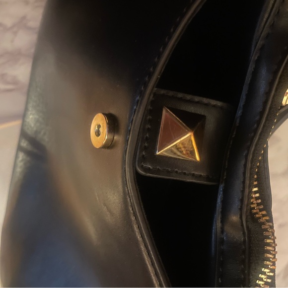 BCBG black hobo crossbody bag with gold studded accents - Picture 9 of 13